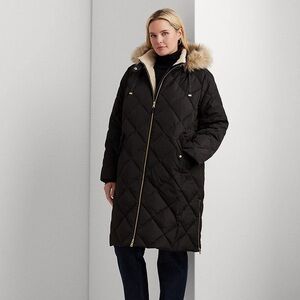NWT LAUREN RALPH LAUREN
Curve-Faux-Fur-Trim Hooded Down Coat